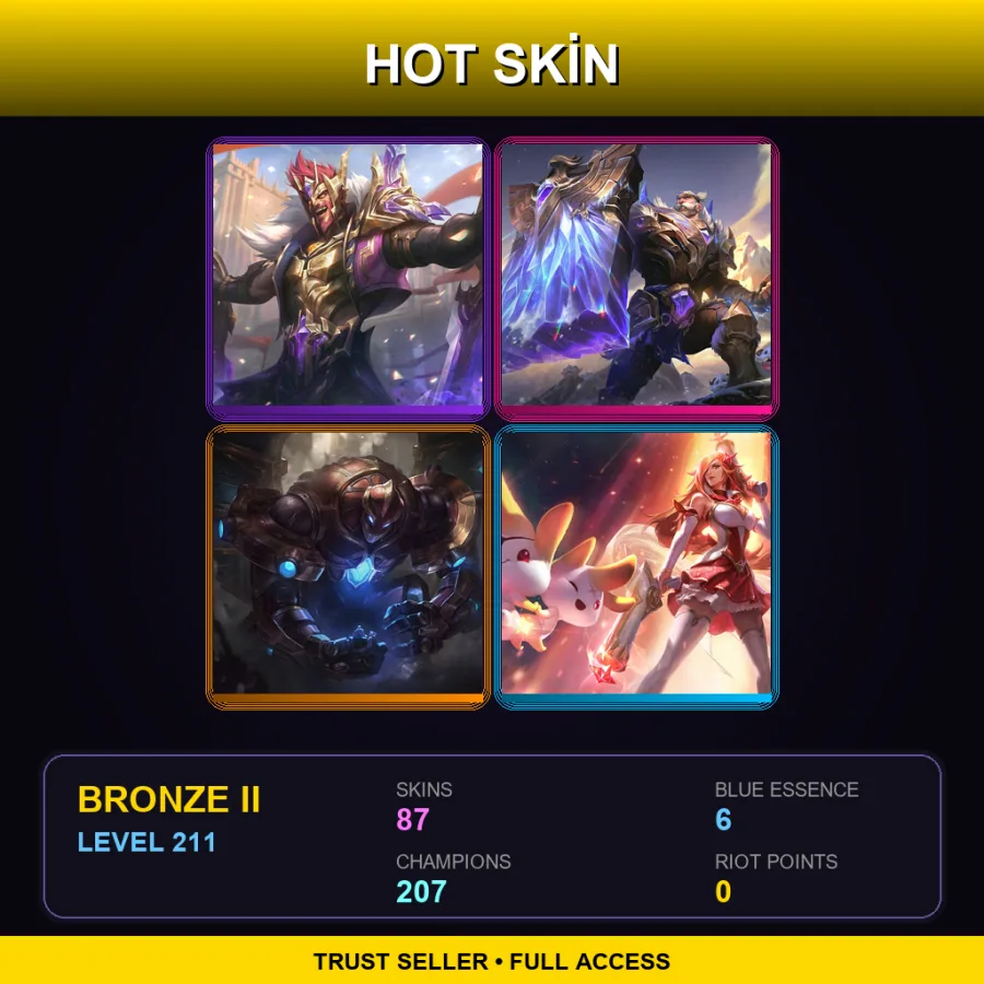 EUW | Lv211 | Bronze II | 87 Skin | 207 Champ