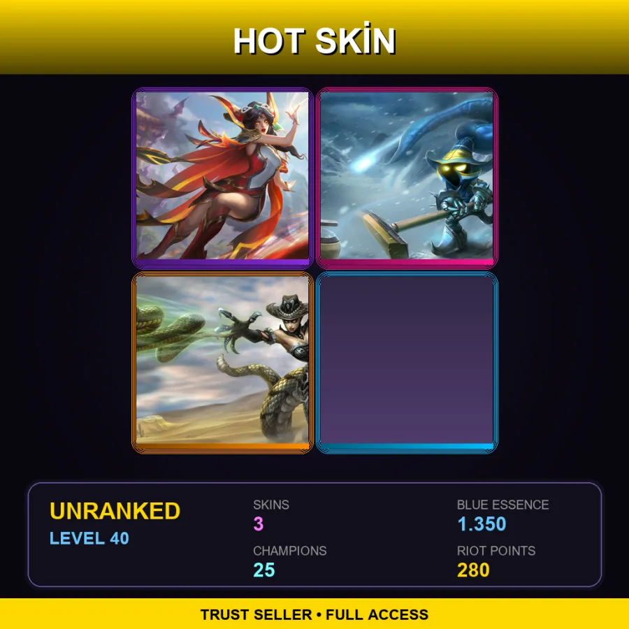 NA | Lv40 | Unranked | 3 Skin | 25 Champ