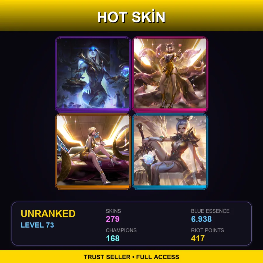 TW | Lv73 | Unranked | 279 Skin | 168 Champ