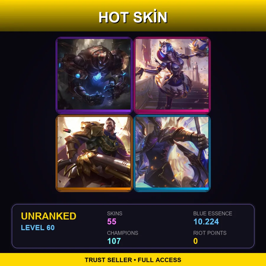 VN | Lv60 | Unranked | 55 Skin | 107 Champ