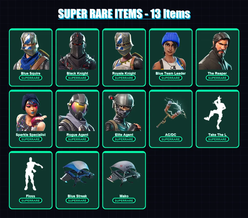[PC/XBOX/PSN] | Blue Squire | Black Knight | Royale Knight | Blue Team Leader | The Reaper | 23 skin | 22 pickaxe | 23 emote | 23 glider | Lv262