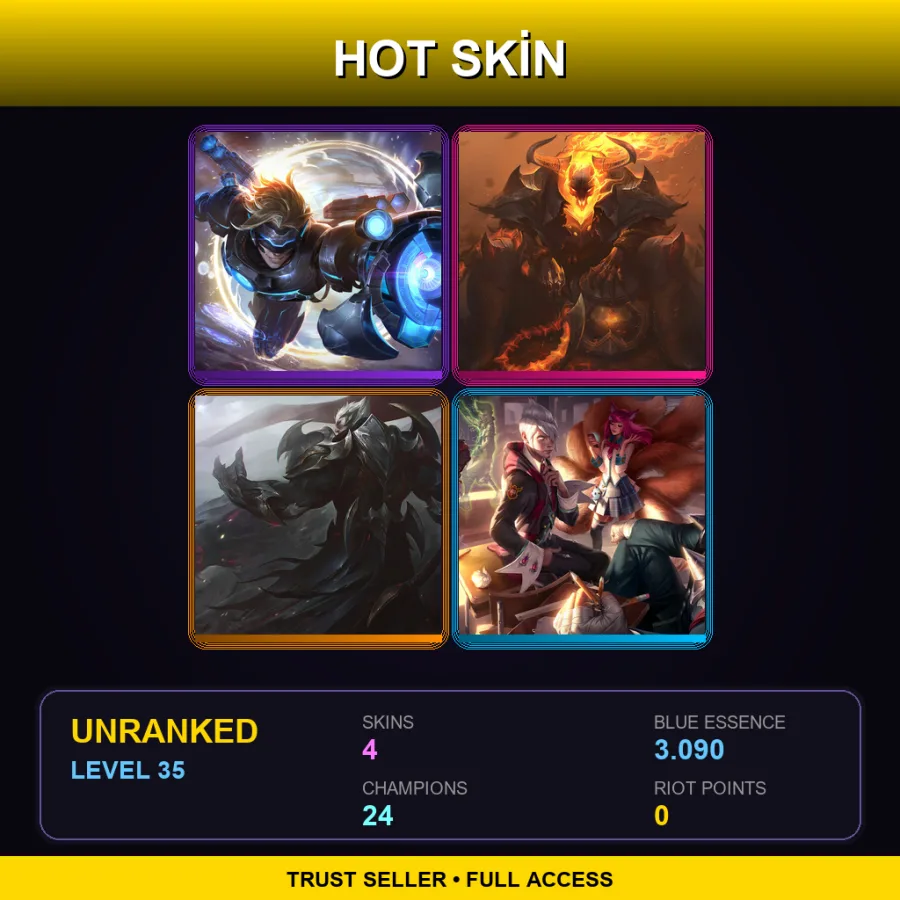 EUW | Lv35 | Unranked | 4 Skin | 24 Champ — LoL account