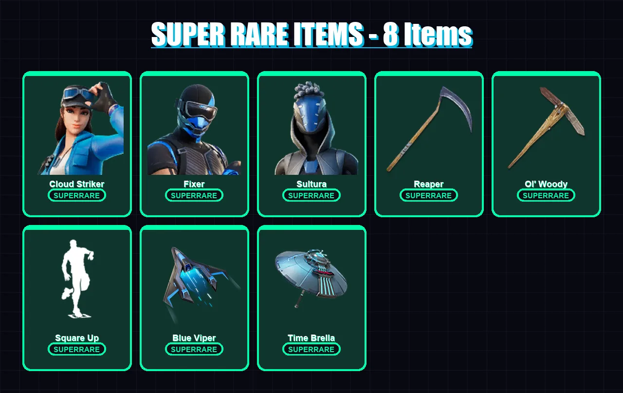 [PC/XBOX] | Cloud Striker | Fixer | Sultura | Omegarok | The Ageless | 89 skin | 137 pickaxe | 90 emote | 106 glider | Lv1610