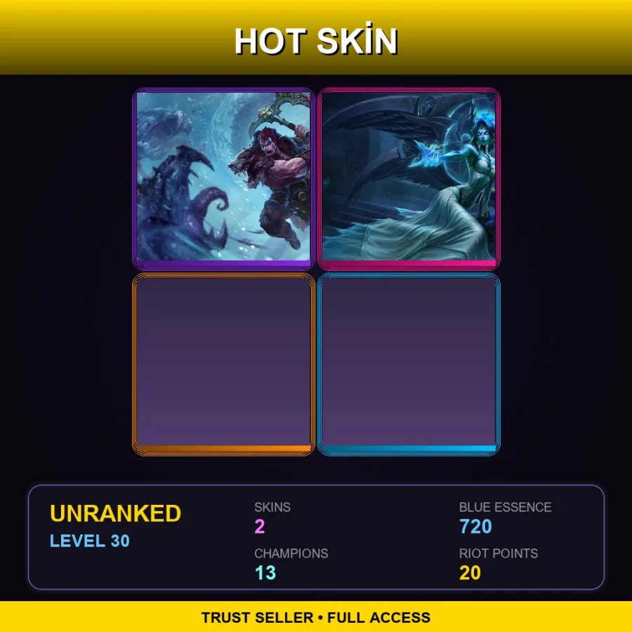 LAS | Lv30 | Unranked | 2 Skin | 13 Champ — LoL account