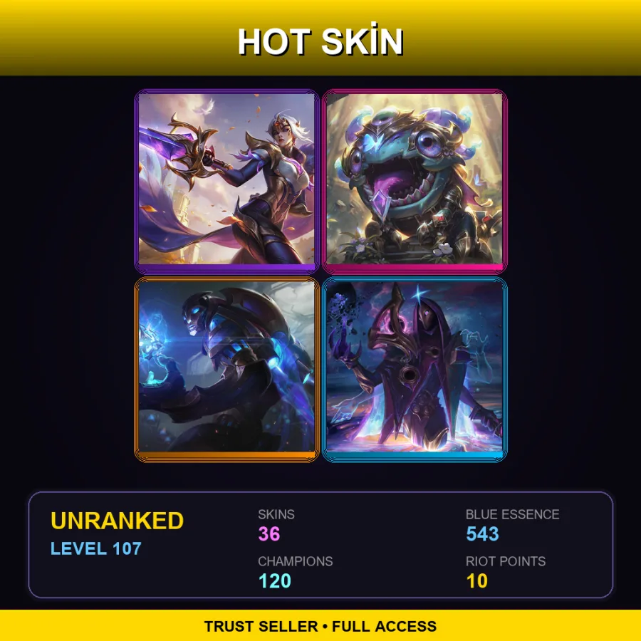 EUNE | Lv107 | Unranked | 36 Skin | 120 Champ — Battle Queen Qiyana