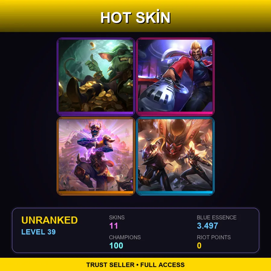 EUNE | Lv39 | Unranked | 11 Skin | 100 Champ — LoL account
