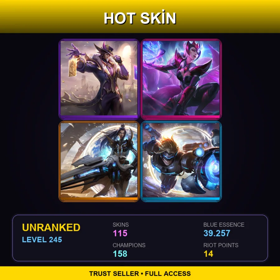 KR | Lv245 | Unranked | 115 Skin | 158 Champ — LoL account