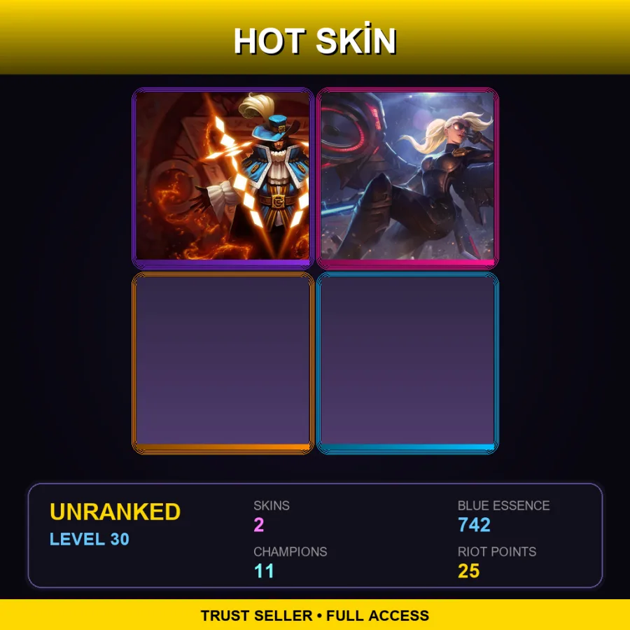 EUNE | Lv30 | Unranked | 2 Skin | 11 Champ — LoL account