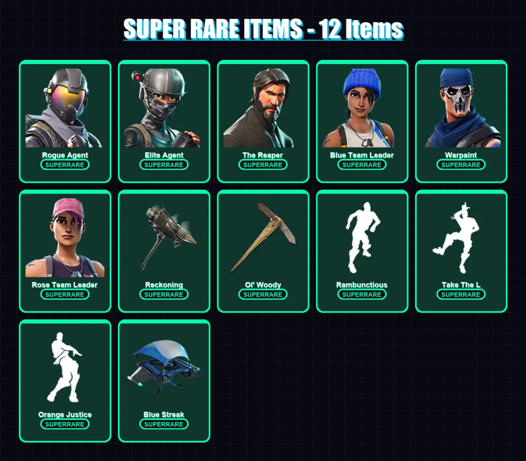 [PS4/PS5/XBOX/PC] | Rogue Agent | Elite Agent | The Reaper | Blue Team Leader | Warpaint | 44 skin | 28 pickaxe | 38 emote | 28 glider | Lv289 — Fortnite account