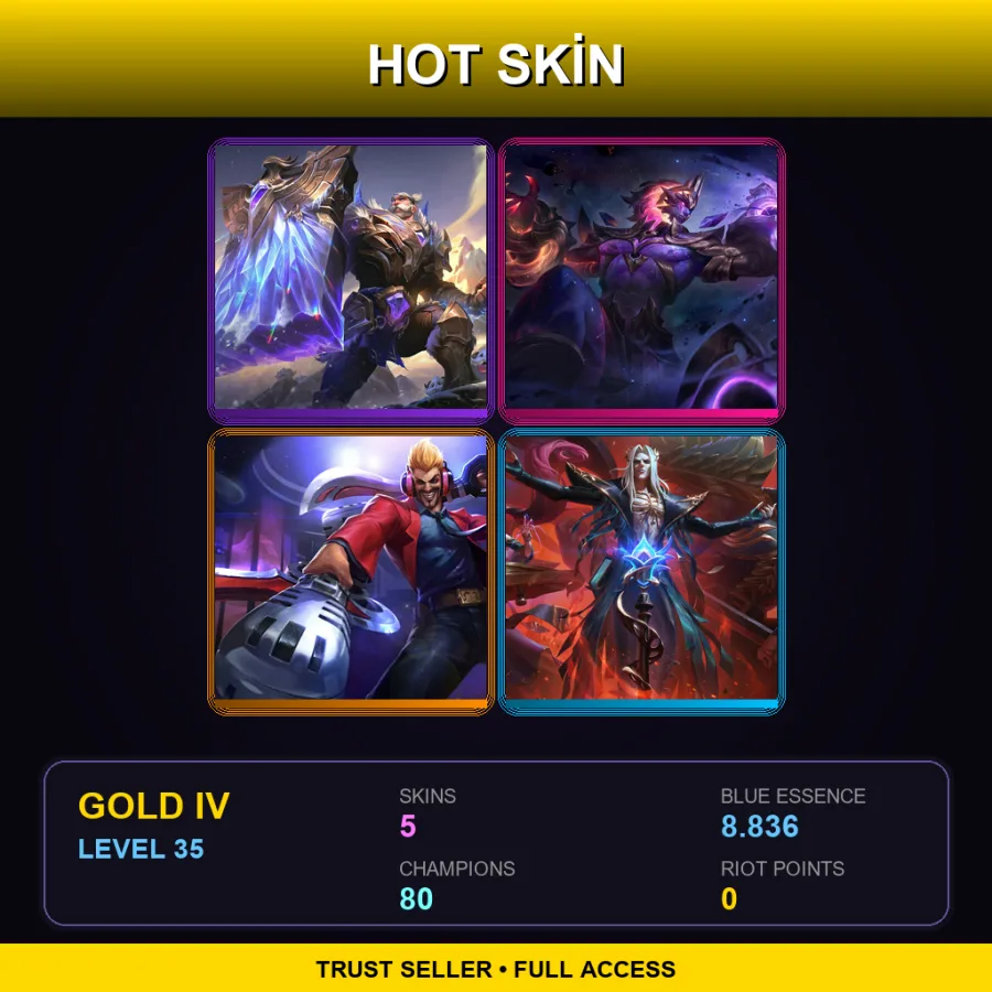 LAS | Lv35 | Gold IV | 5 Skin | 80 Champ — LoL account