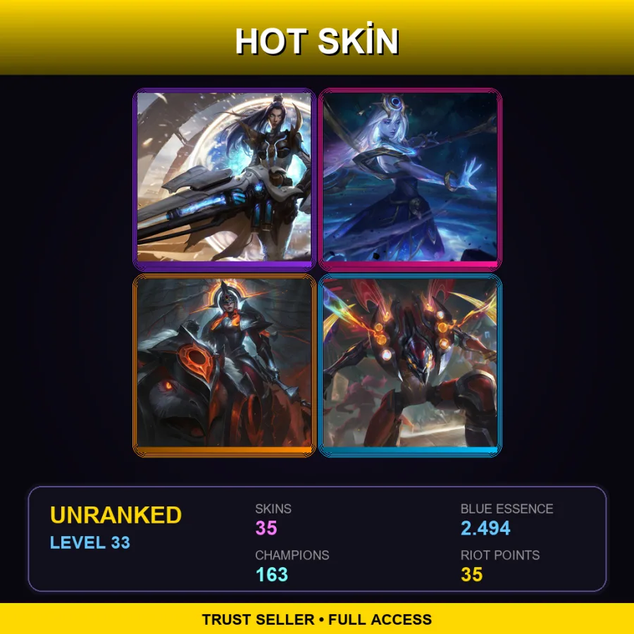 TW | Lv33 | Unranked | 35 Skin | 163 Champ — LoL account