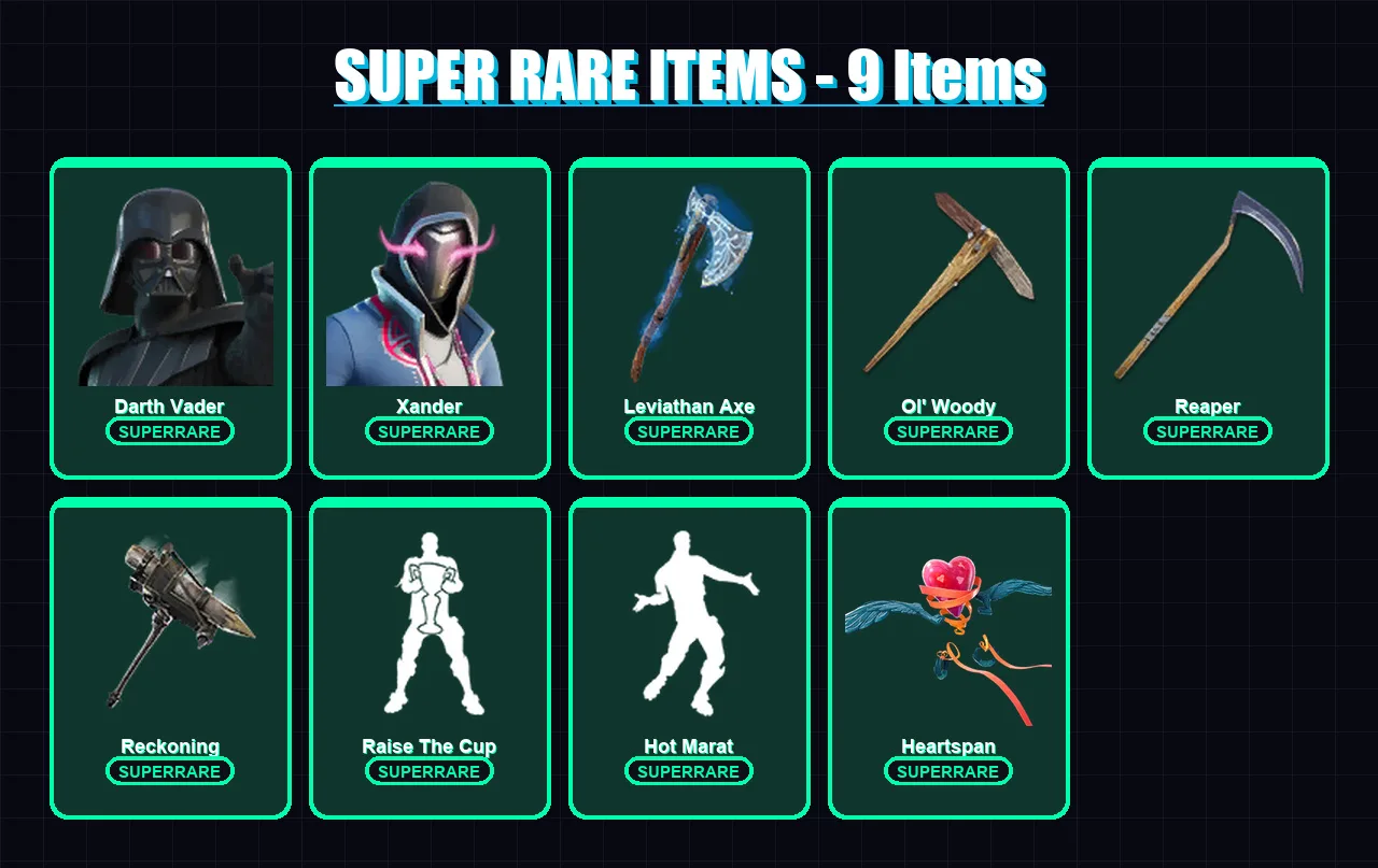 [PC/XBOX/PSN] | Darth Vader | Xander | Galaxia | Snap | The Ice King | 111 skin | 93 pickaxe | 106 emote | 76 glider | Lv1728