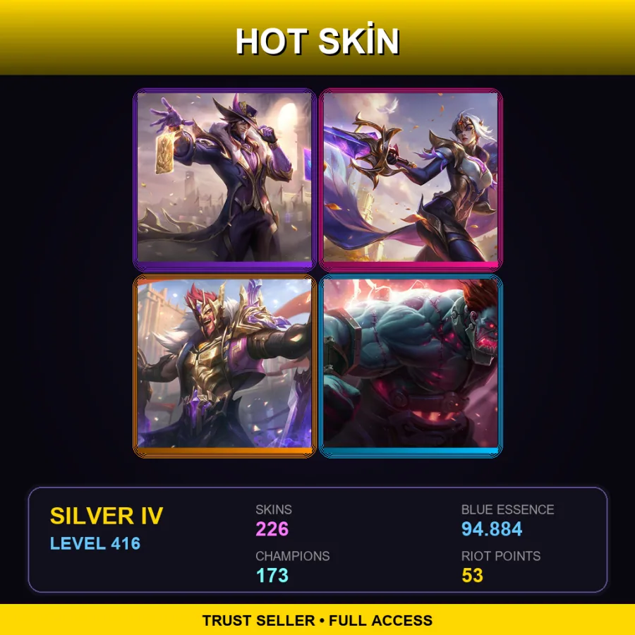 EUW | Lv416 | Silver IV | 226 Skin | 173 Champ