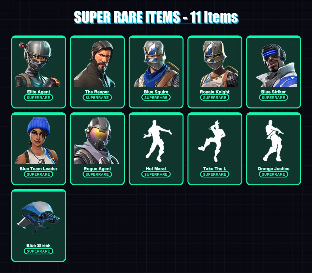 [PS4/PS5/XBOX/PC] | Elite Agent | The Reaper | Blue Squire | Royale Knight | Blue Striker | 35 skin | 20 pickaxe | 30 emote | 27 glider | Lv421