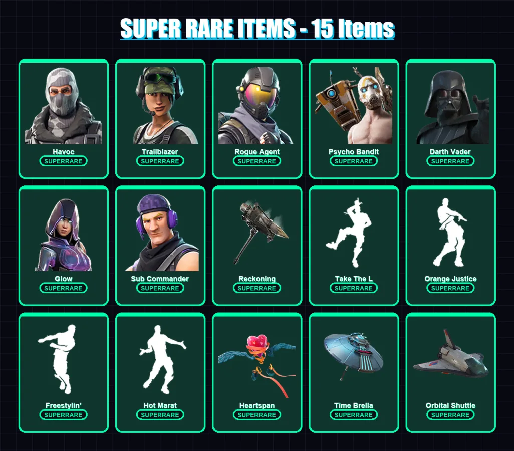 [PC/PSN] | Havoc | Trailblazer | Rogue Agent | Psycho Bandit | Darth Vader | 443 skin | 449 pickaxe | 347 emote | 295 glider | Lv4529 — Fortnite account