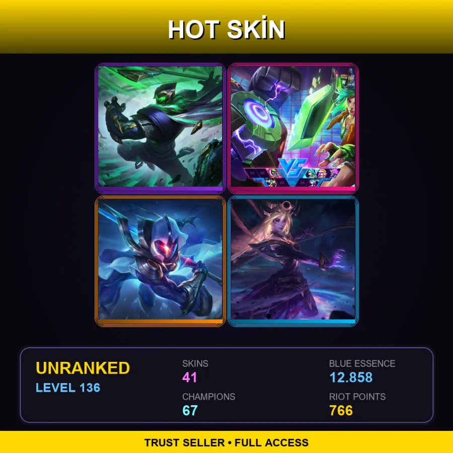 LAN | Lv136 | Unranked | 41 Skin | 67 Champ — LoL account