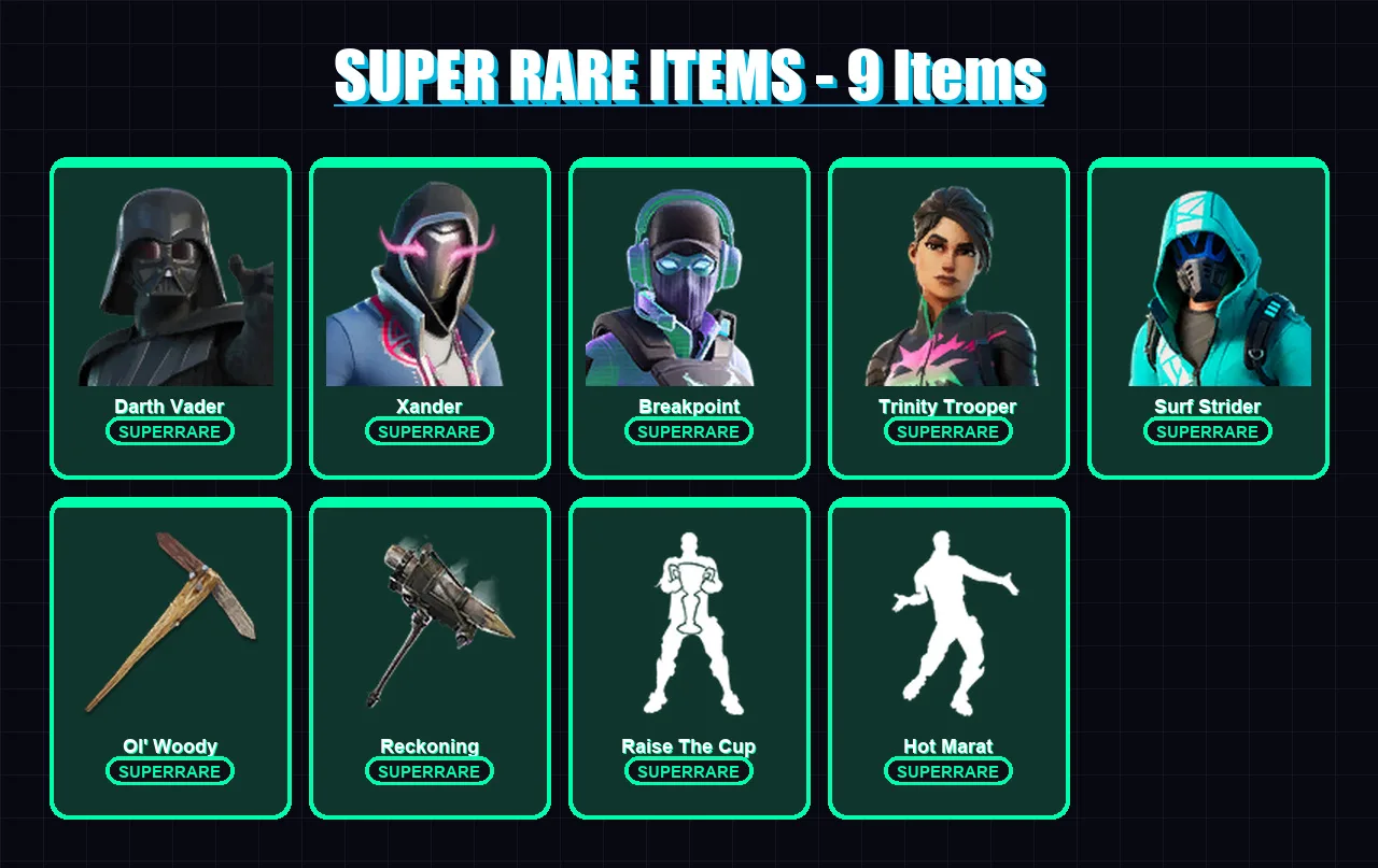 [PC] | Darth Vader | Xander | Breakpoint | Trinity Trooper | Surf Strider | 195 skin | 187 pickaxe | 118 emote | 149 glider | Lv2128