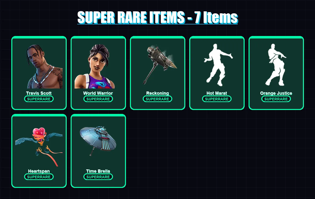 [PC/PSN] | Travis Scott | World Warrior | A.I.M. | Frostbite | Ruin | 104 skin | 128 pickaxe | 115 emote | 118 glider | Lv1855