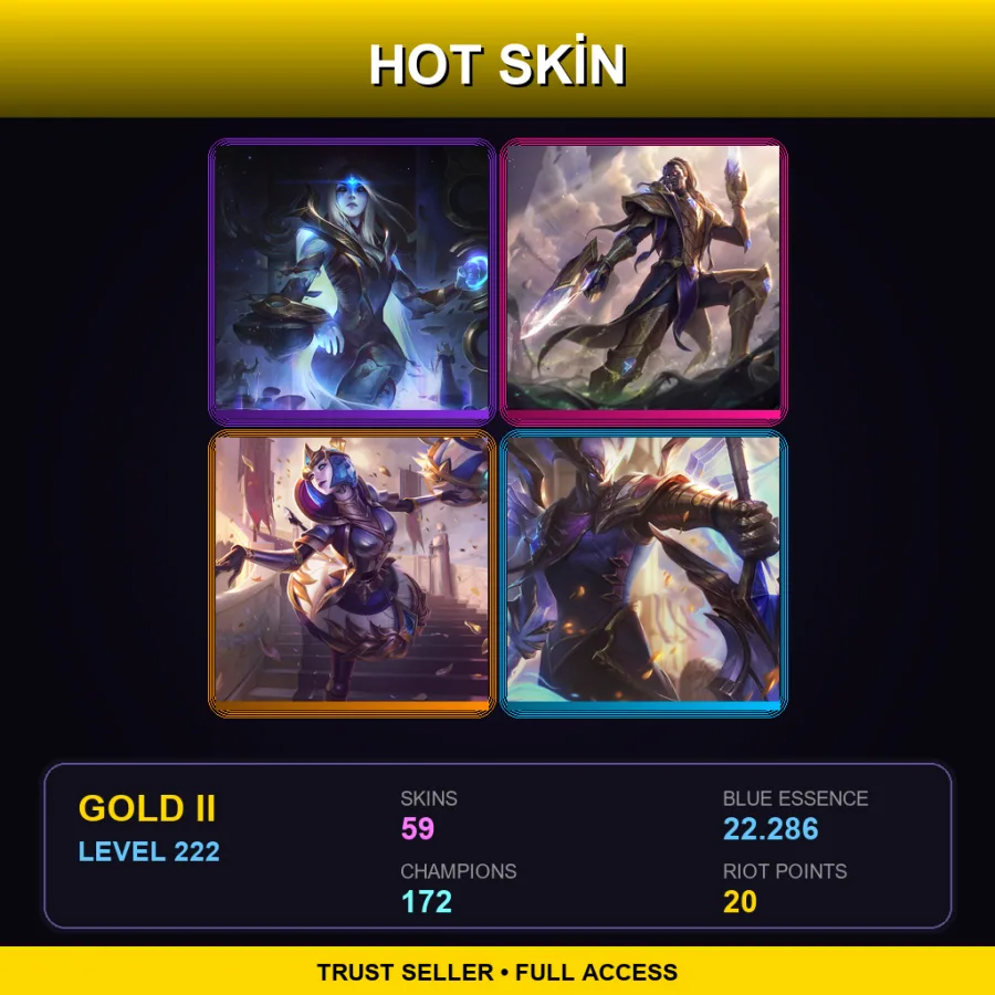 TR | Lv222 | Gold II | 59 Skin | 172 Champ — LoL account