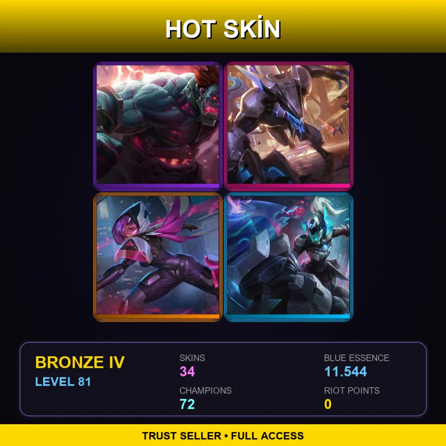 NA | Lv81 | Bronze IV | 34 Skin | 72 Champ