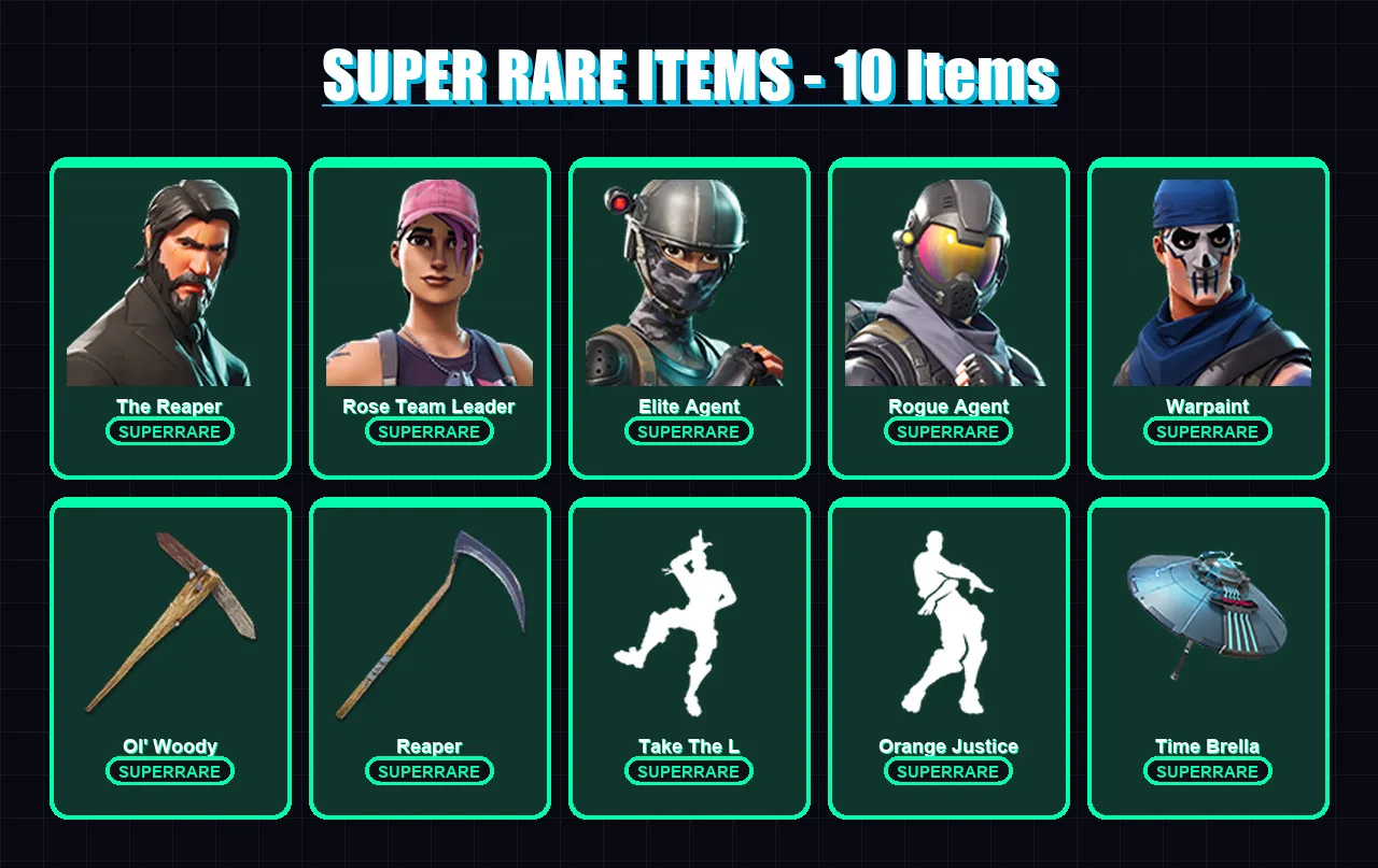 [PC/PSN] | The Reaper | Rose Team Leader | Elite Agent | Rogue Agent | Warpaint | 91 skin | 118 pickaxe | 96 emote | 105 glider | Lv1510