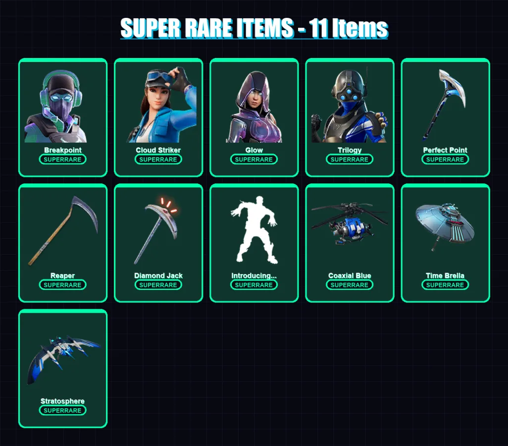 [PC/XBOX] | Breakpoint | Cloud Striker | Glow | Trilogy | Midas | 158 skin | 188 pickaxe | 153 emote | 157 glider | Lv2926