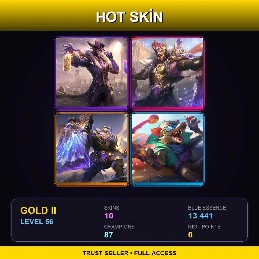 TR | Lv56 | Gold II | 10 Skin | 87 Champ — LoL account
