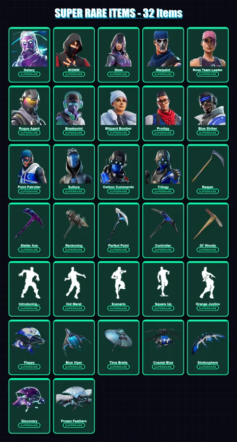 [PC/XBOX/PSN] | Galaxy | IKONIK | Glow | Warpaint | Rose Team Leader | 111 skin | 107 pickaxe | 119 emote | 104 glider | Lv1733 — Fortnite account