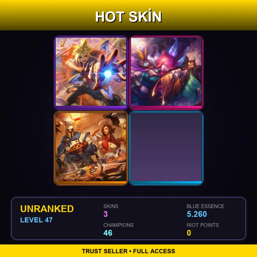 EUNE | Lv47 | Unranked | 3 Skin | 46 Champ — LoL account