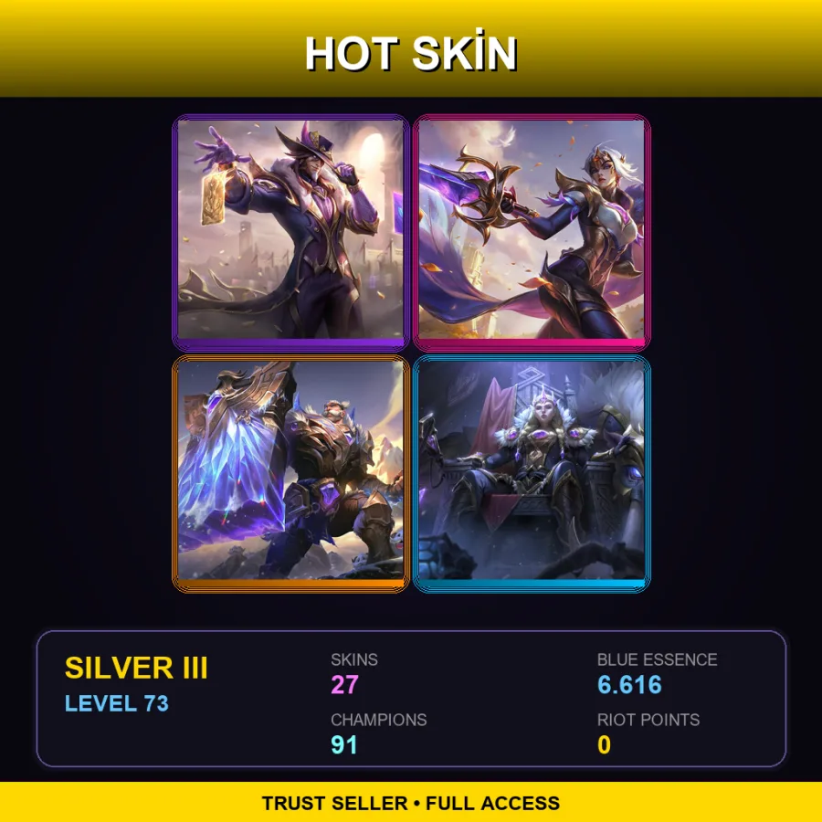 EUW | Lv73 | Silver III | 27 Skin | 91 Champ
