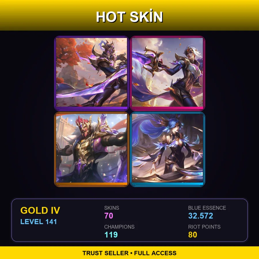 TR | Lv141 | Gold IV | 70 Skin | 119 Champ