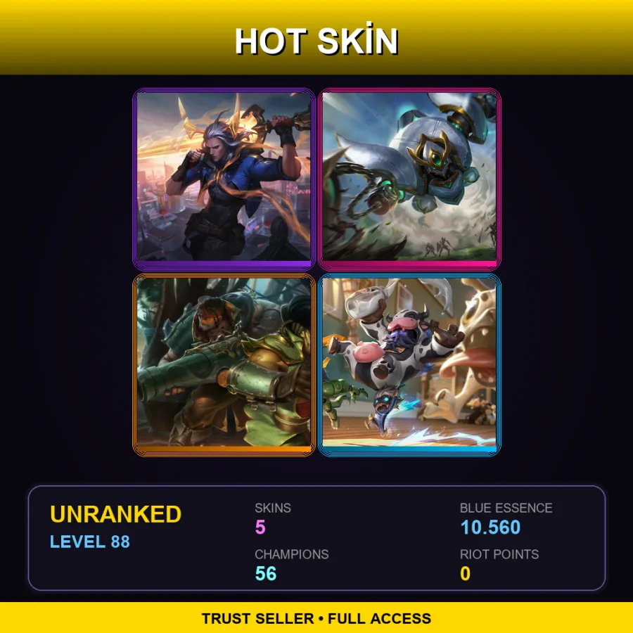 EUNE | Lv88 | Unranked | 5 Skin | 56 Champ
