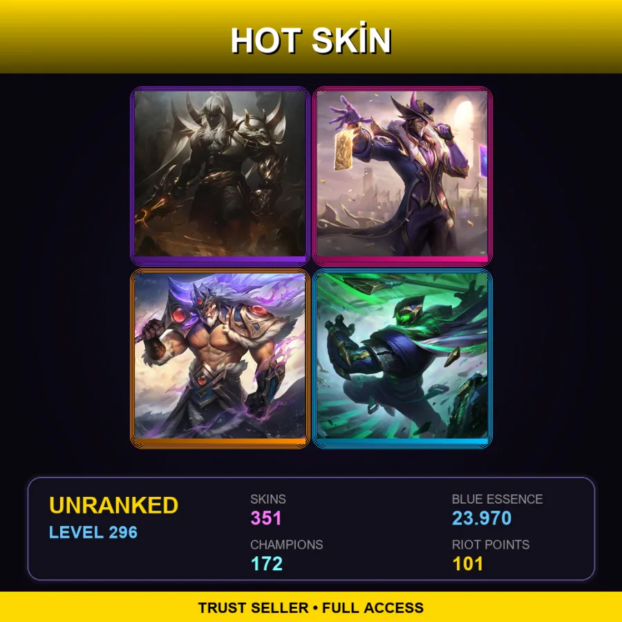 SG | Lv296 | Unranked | 351 Skin | 172 Champ