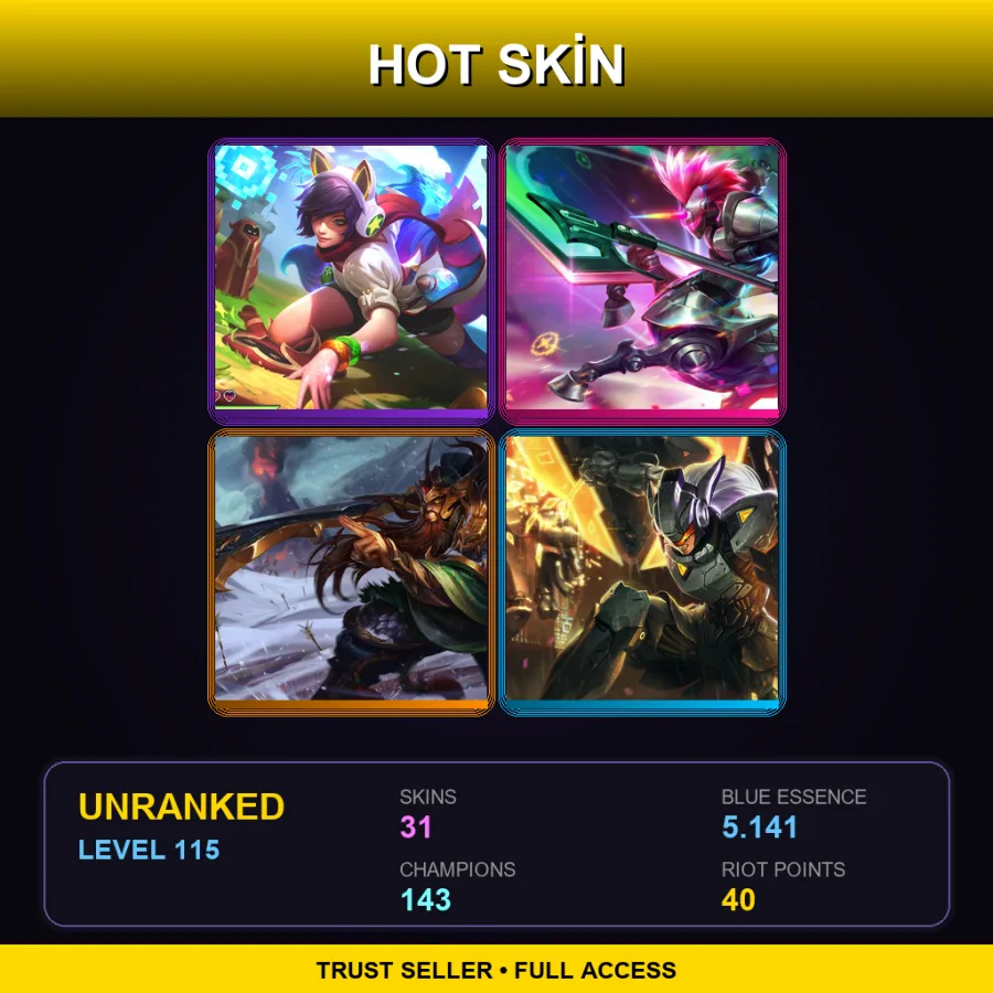 EUW | Lv115 | Unranked | 31 Skin | 143 Champ