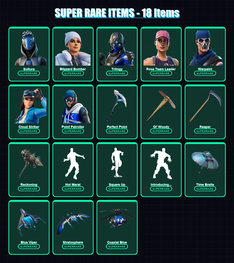 [PC/XBOX/PSN] | Sultura | Blizzard Bomber | Trilogy | Rose Team Leader | Warpaint | 150 skin | 163 pickaxe | 165 emote | 145 glider | Lv2078 — Fortnite account