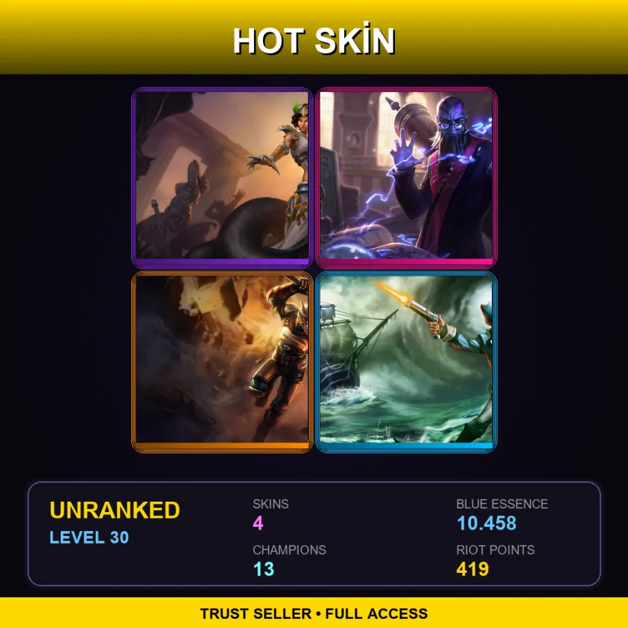 EUNE | Lv30 | Unranked | 4 Skin | 13 Champ