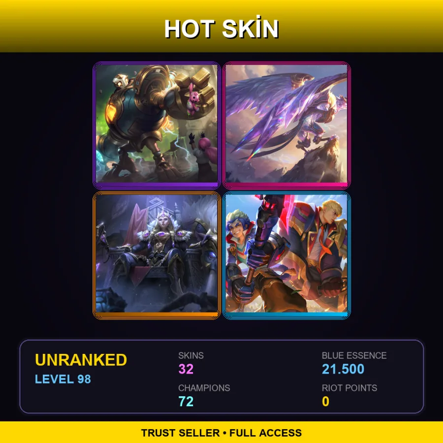 LAN | Lv98 | Unranked | 32 Skin | 72 Champ — Battle Academia Garen