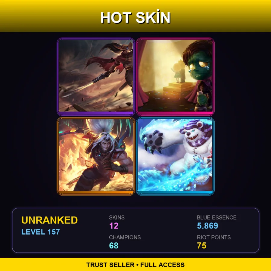 BR | Lv157 | Unranked | 12 Skin | 68 Champ — LoL account