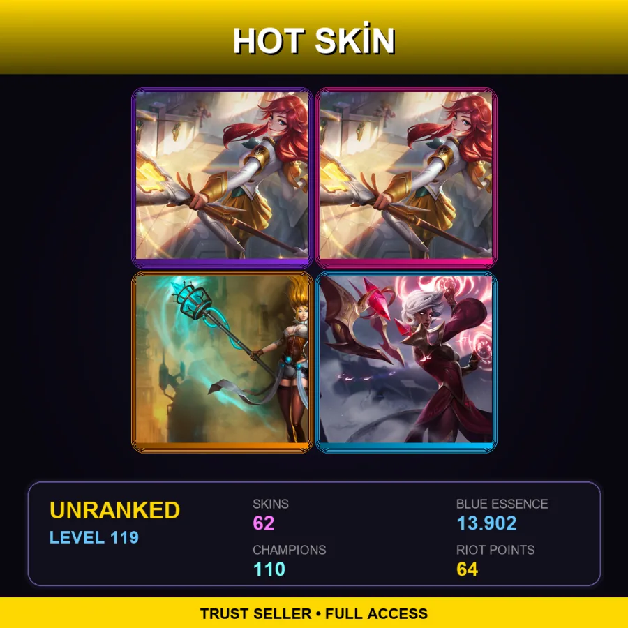 LAS | Lv119 | Unranked | 62 Skin | 110 Champ