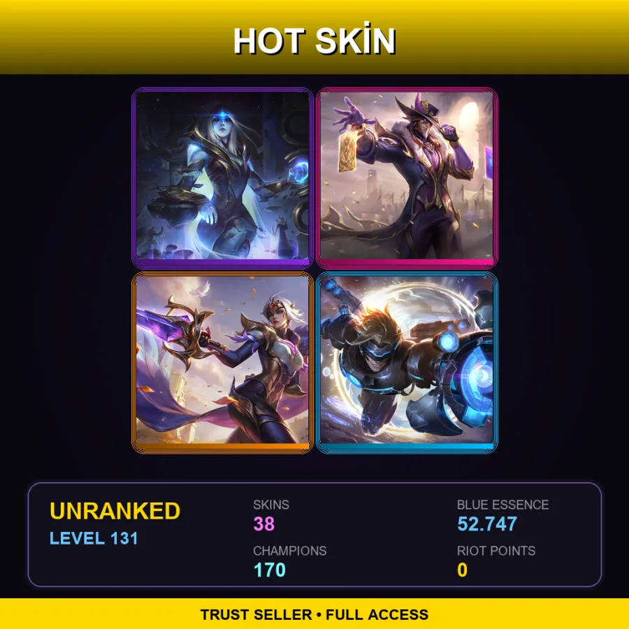 VN | Lv131 | Unranked | 38 Skin | 170 Champ — LoL account