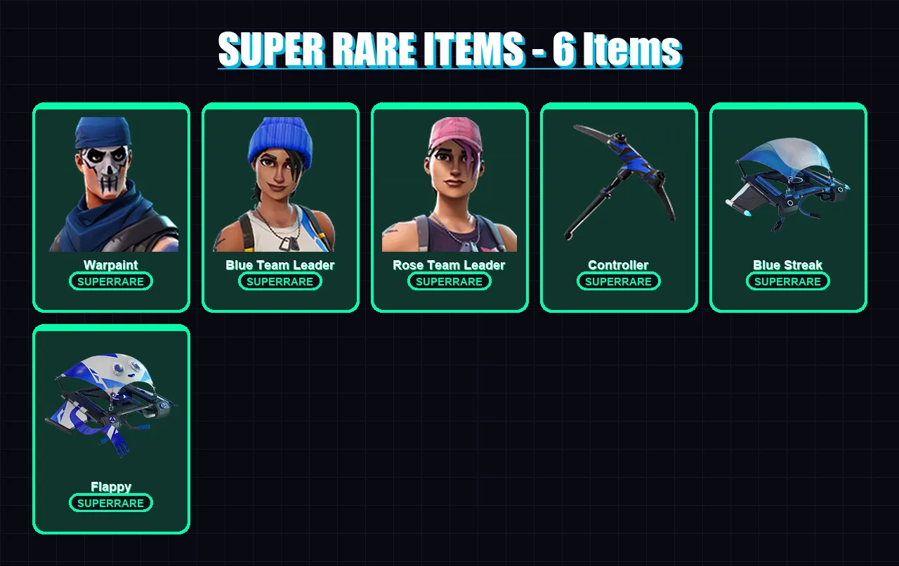 [SWITCH/XBOX/PSN/PC] | Warpaint | Blue Team Leader | Rose Team Leader | Polar Peely | Krisabelle | 5 skin | 15 pickaxe | 11 emote | 9 glider | Lv143