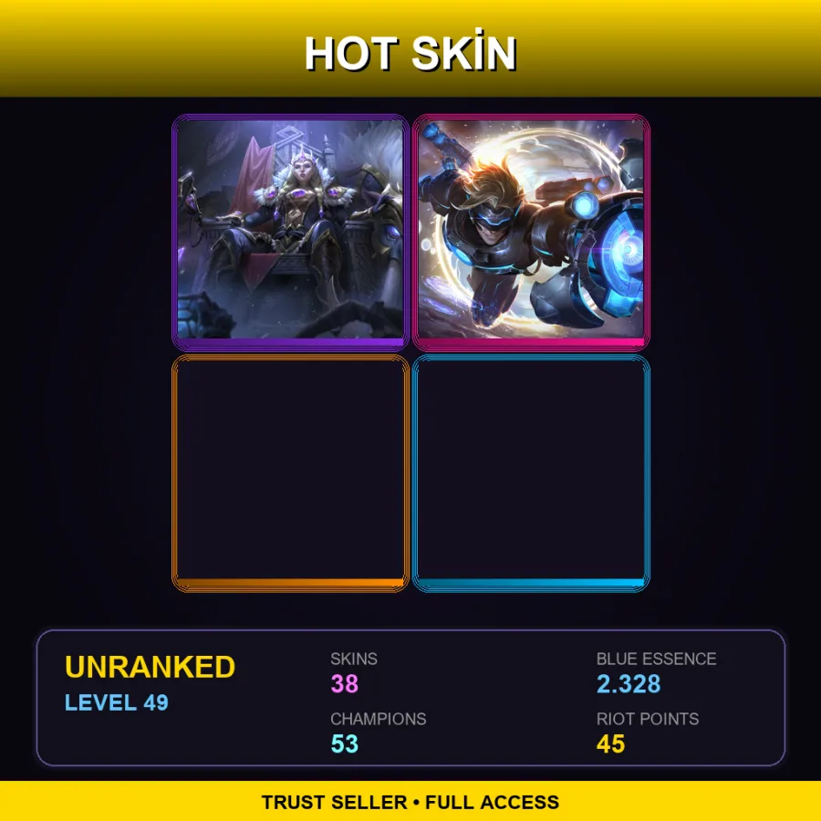 EUW | Lv49 | Unranked | 38 Skin | 53 Champ