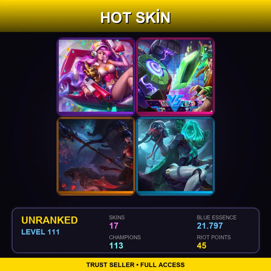 LAN | Lv111 | Unranked | 17 Skin | 113 Champ — Arcade Riven