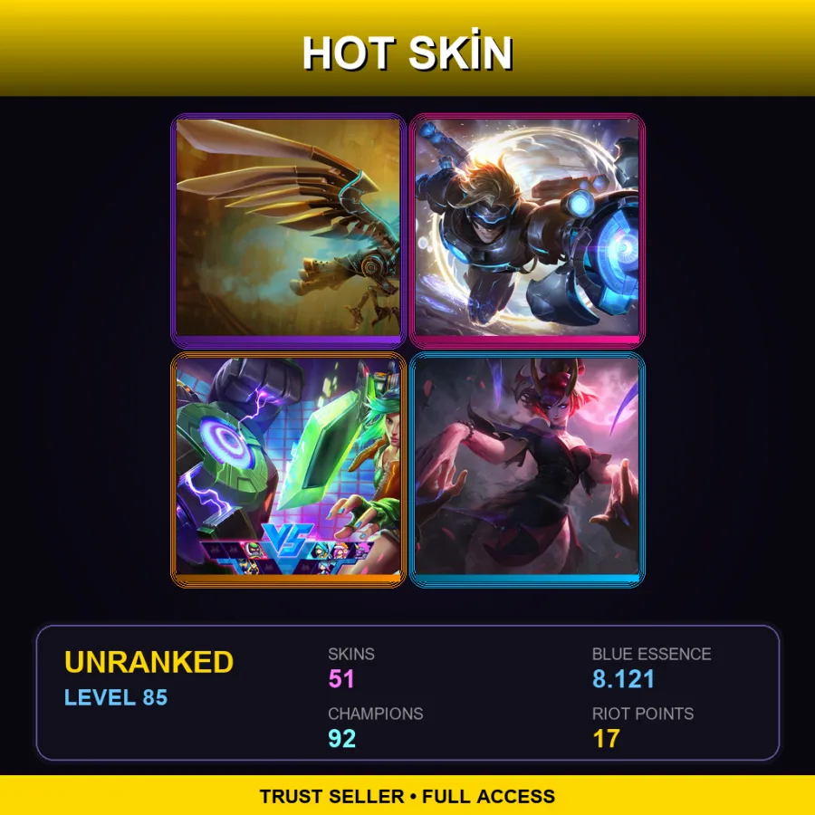 EUNE | Hextech Anivia | Pulsefire Ezreal | Arcade Riven | Blood Moon Evelynn | 51 Skin | 92 Champ | Lv85