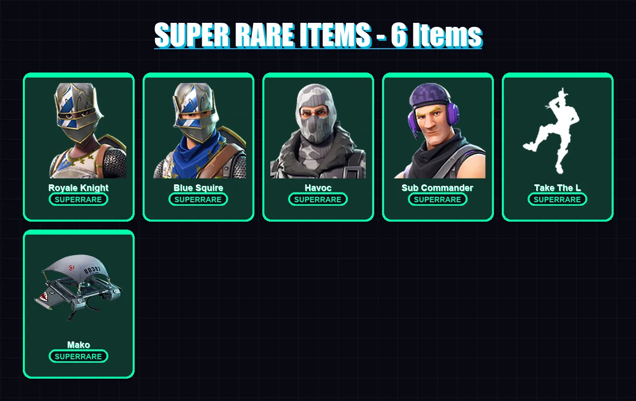 [PC/XBOX/PSN] | Royale Knight | Blue Squire | Havoc | Sub Commander | Carbide | 10 skin | 8 pickaxe | 14 emote | 13 glider | Lv228