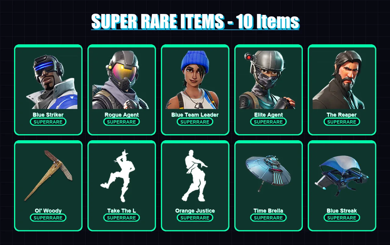 [PC/XBOX] | Blue Striker | Rogue Agent | Blue Team Leader | Elite Agent | The Reaper | 142 skin | 173 pickaxe | 142 emote | 154 glider | Lv2497 — Fortnite account