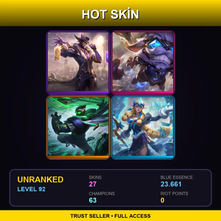 EUNE | Lv92 | Unranked | 27 Skin | 63 Champ — Earnest Elf Tristana