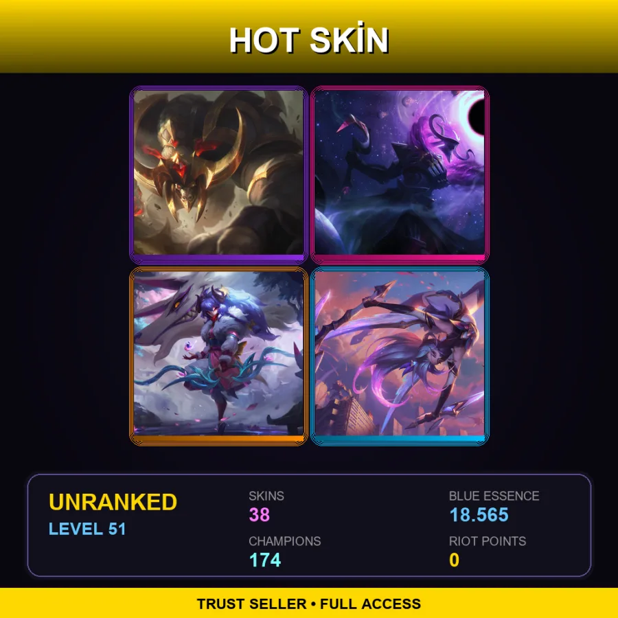 VN | Lv51 | Unranked | 38 Skin | 174 Champ — LoL account