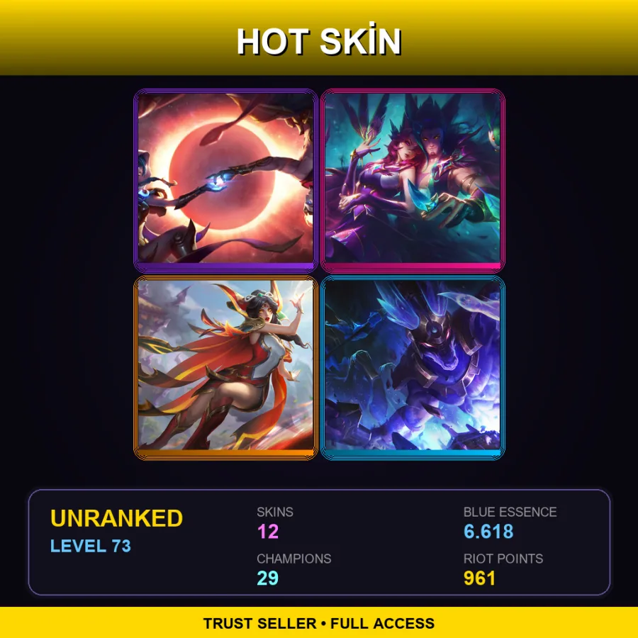 EUW | Lv73 | Unranked | 12 Skin | 29 Champ — LoL account