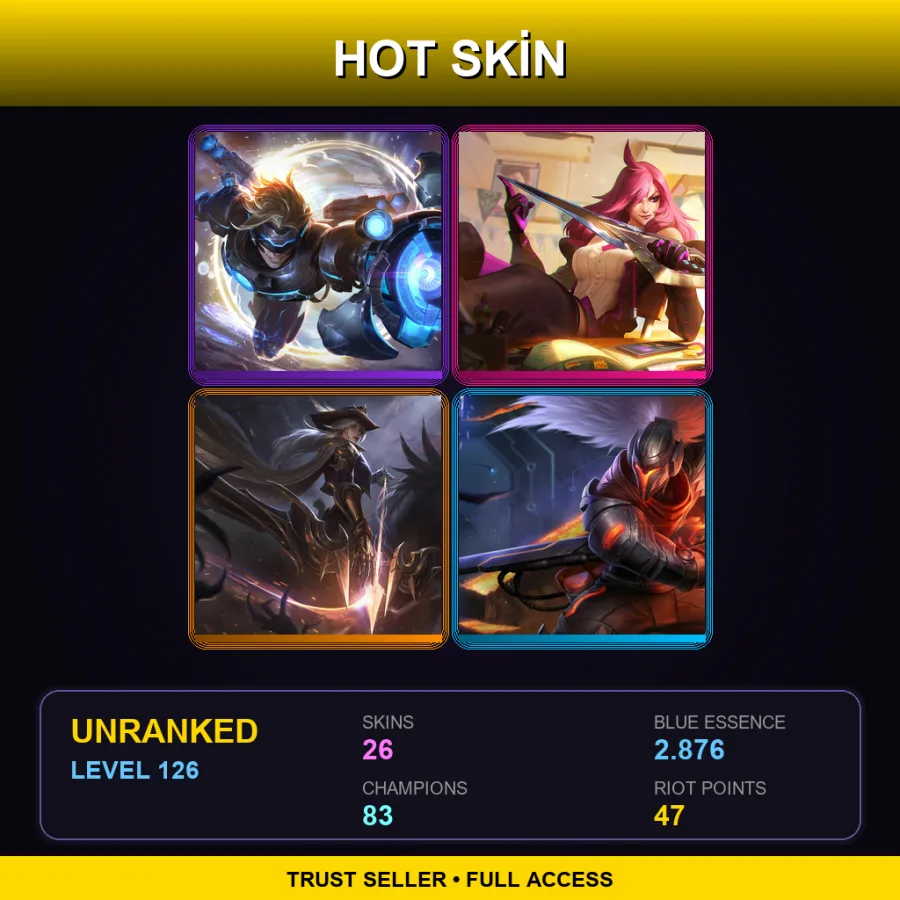 EUW | Lv126 | Unranked | 26 Skin | 83 Champ